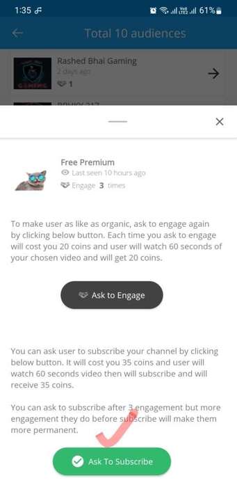 ask to subscribe your channel